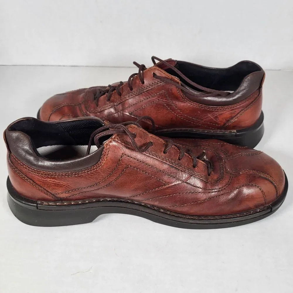 Ecco Men's 43 9/9.5 Light Shock Point Brown Leather Oxford Dress Shoes‎
